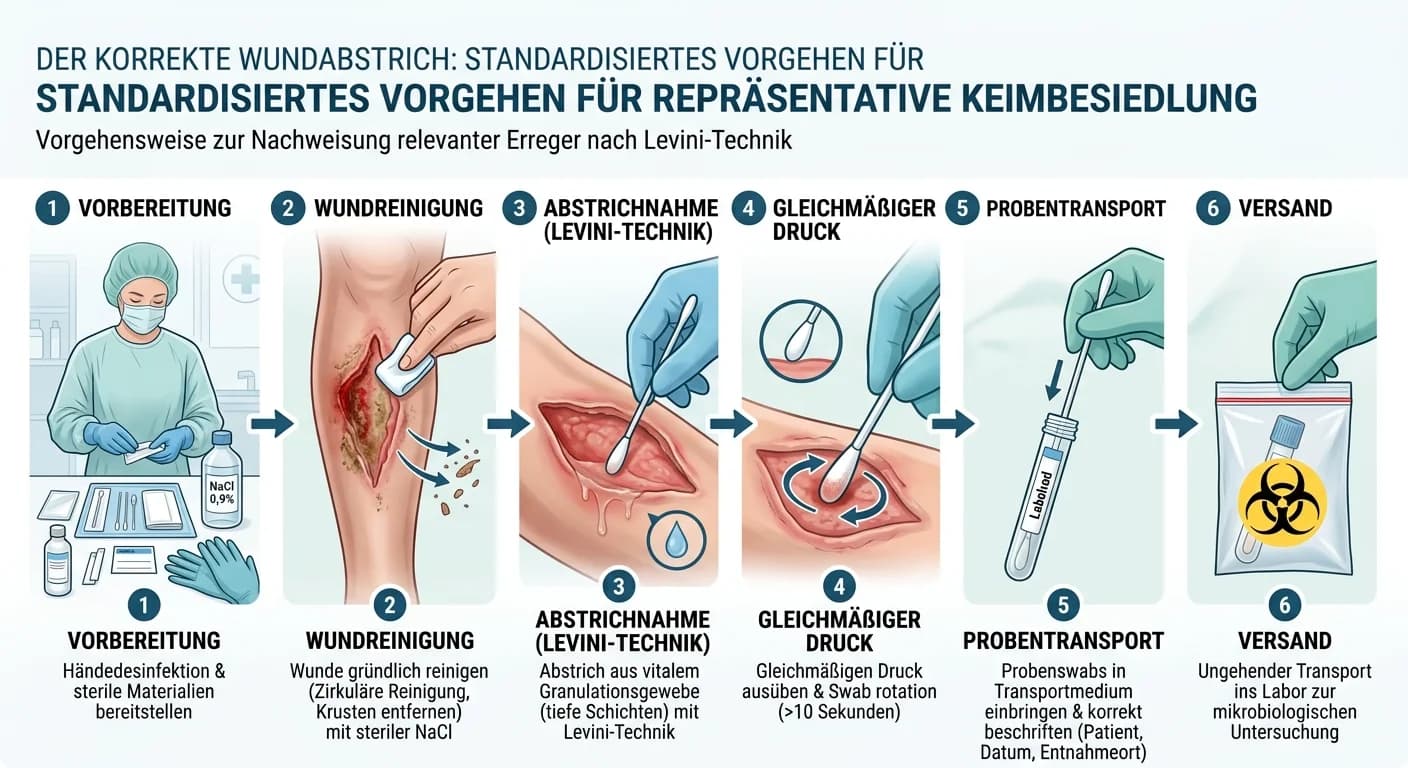 MFA: Wundabstrich korrekt abnehmen für repräsentative Keimbesiedlung – einfach erklärt