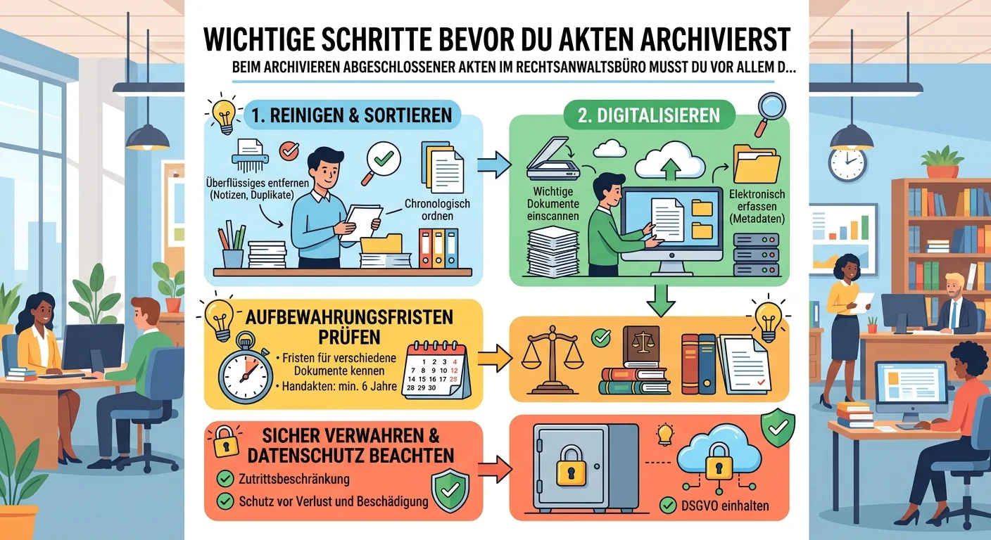 Rechtsanwaltsfachangestellte: Akten archivieren: Aufbewahrung, Datenschutz, Ablage – einfach erklärt