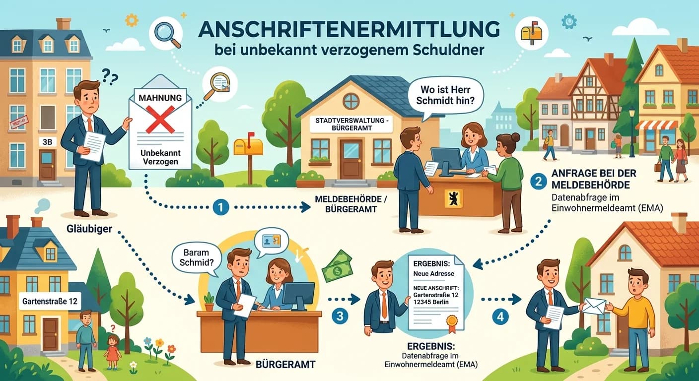 Rechtsanwaltsfachangestellte: Anschriftenermittlung unbekannt verzogener Schuldner – einfach erklärt