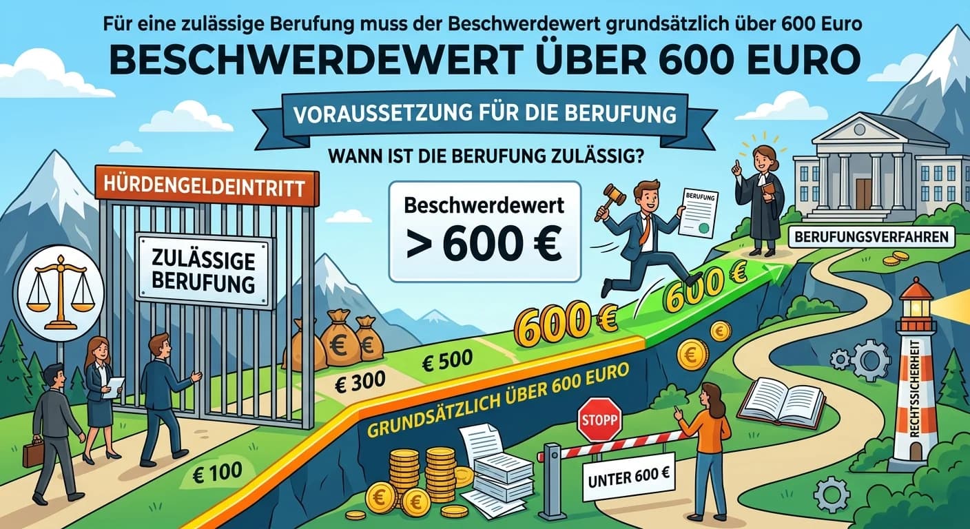 Rechtsanwaltsfachangestellte: Beschwerdewert für zulässige Berufung nach ZPO – einfach erklärt