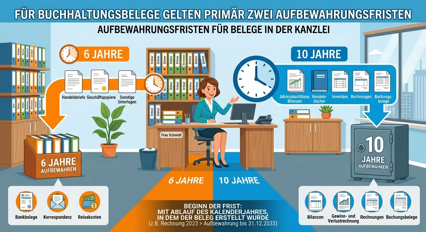 Rechtsanwaltsfachangestellte: Buchhaltungsbelege Kanzlei Aufbewahrungsfristen – einfach erklärt