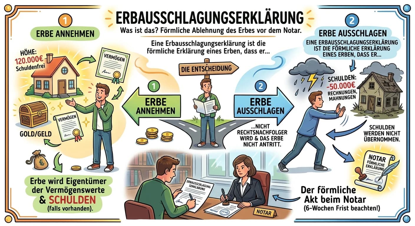 Rechtsanwaltsfachangestellte: Erbausschlagungserklärung beim Notar verstehen – einfach erklärt