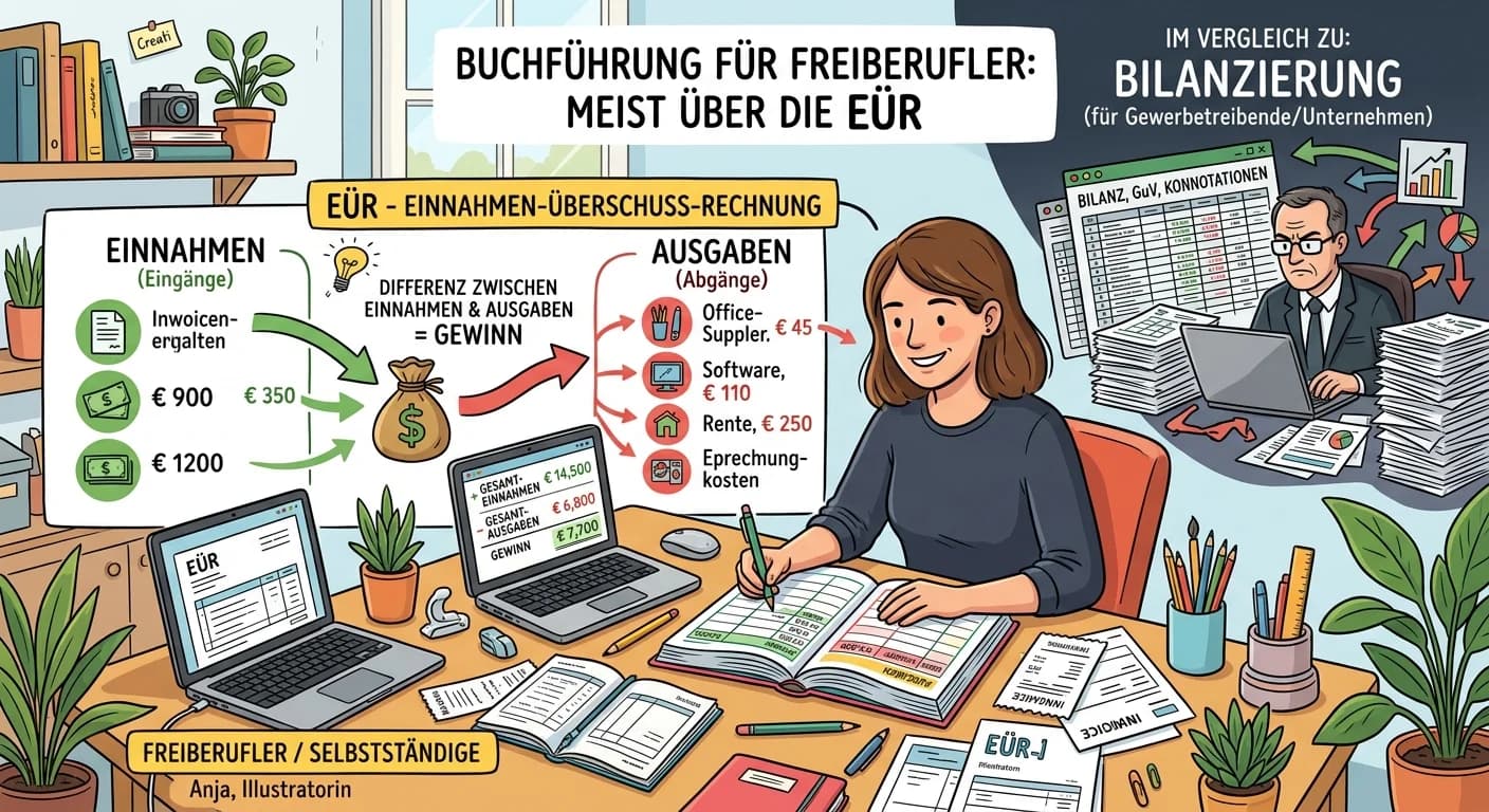 Rechtsanwaltsfachangestellte: EÜR vs. Bilanzierung bei Selbstständigkeit – einfach erklärt
