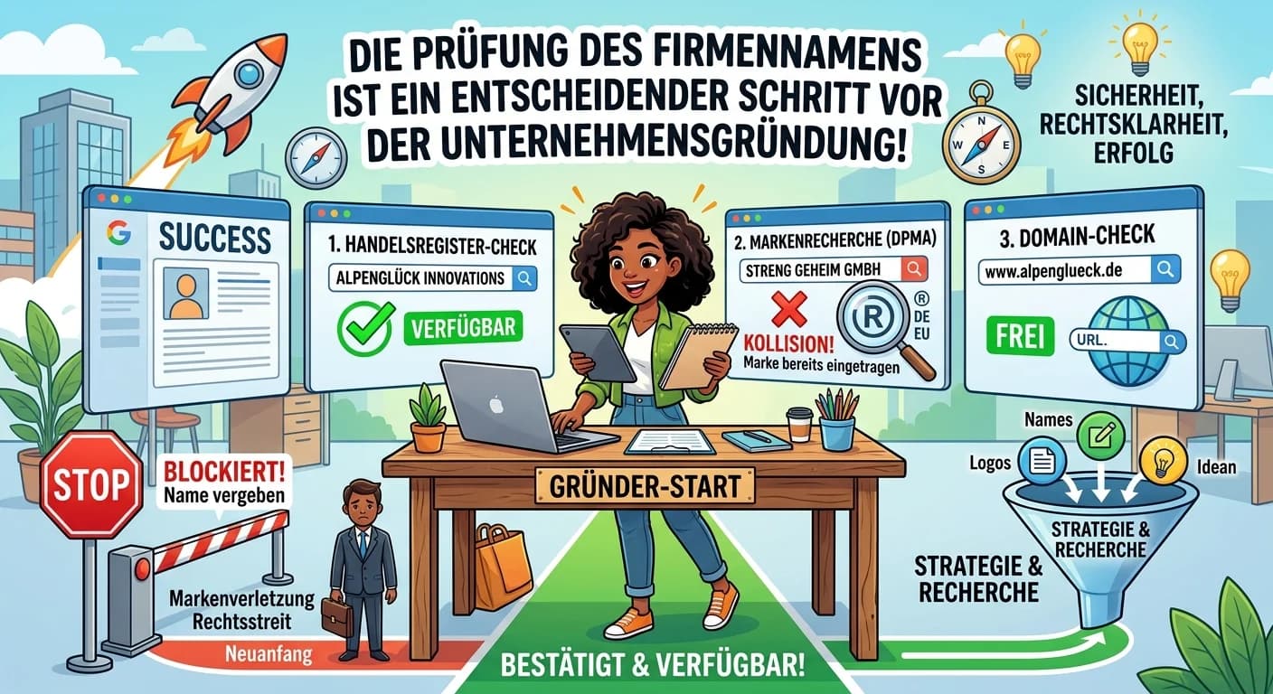 Rechtsanwaltsfachangestellte: Firmennamen Verfügbarkeit vor Gründung prüfen – einfach erklärt