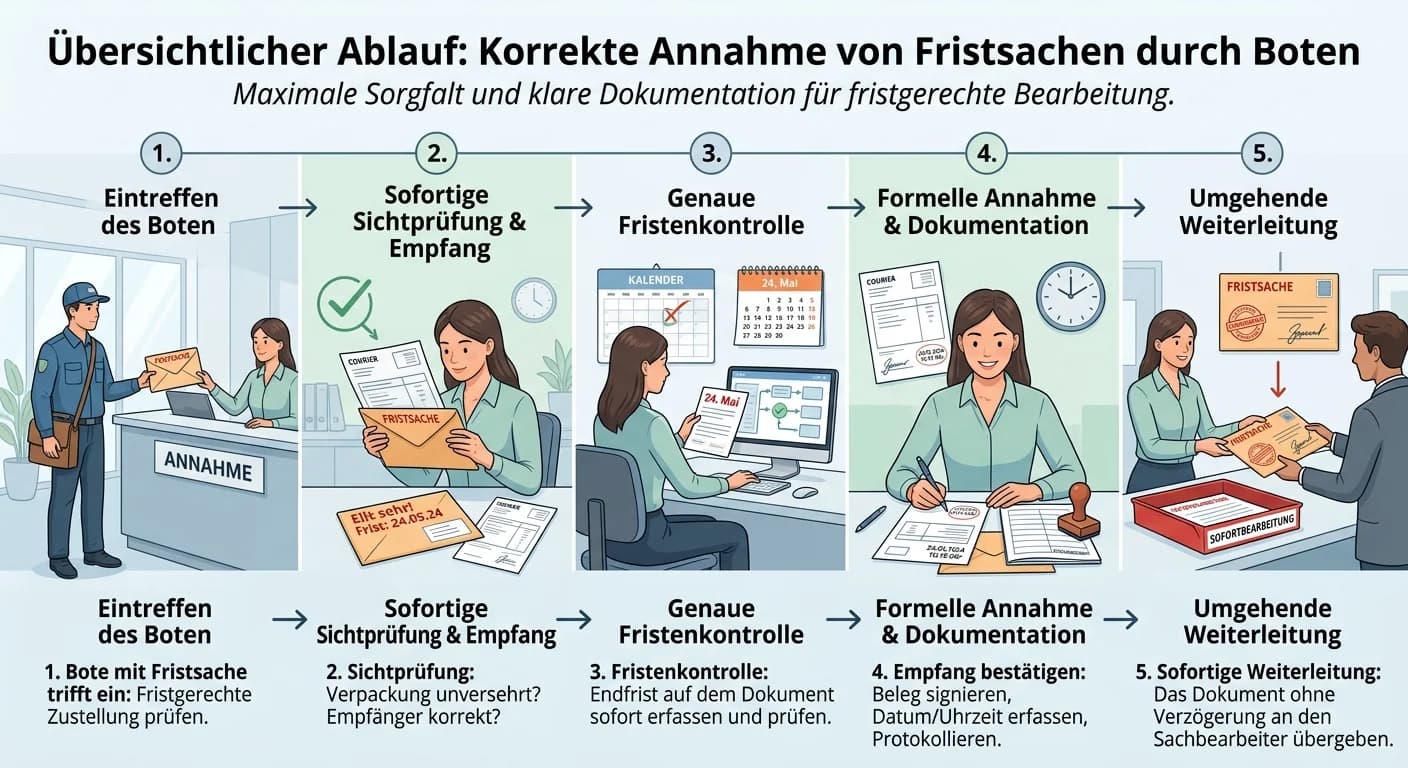 Rechtsanwaltsfachangestellte: Fristsachen durch Boten korrekt annehmen – einfach erklärt