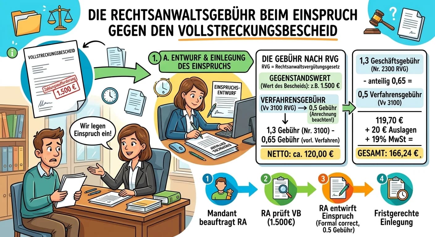 Rechtsanwaltsfachangestellte: Gebühr Anwalt Einspruch Vollstreckungsbescheid – einfach erklärt