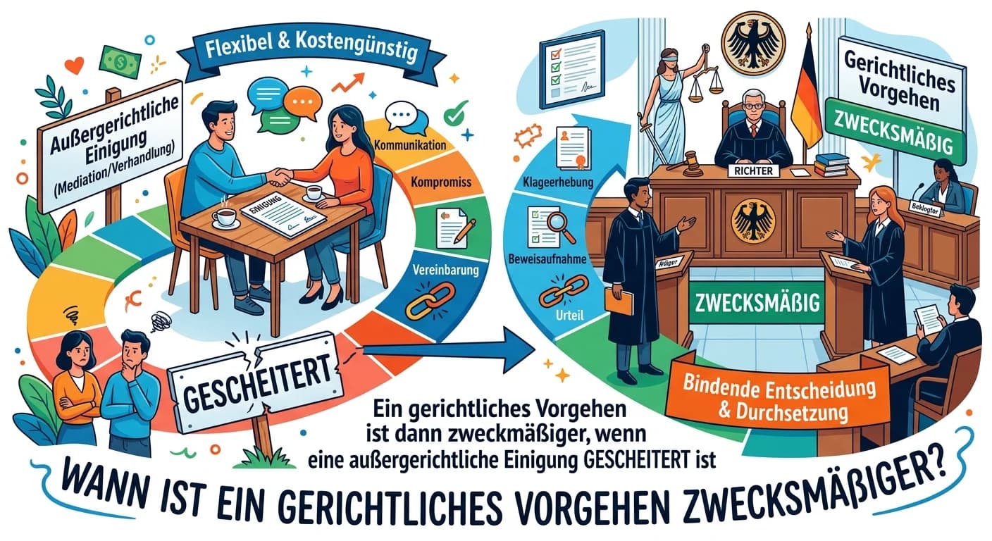 Rechtsanwaltsfachangestellte: Gerichtliches Vorgehen: Wann statt außergerichtlich? – einfach erklärt