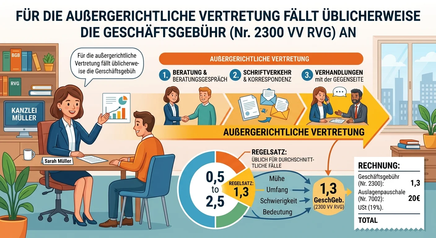Rechtsanwaltsfachangestellte: Geschäftsgebühr RVG außergerichtliche Vertretung – einfach erklärt