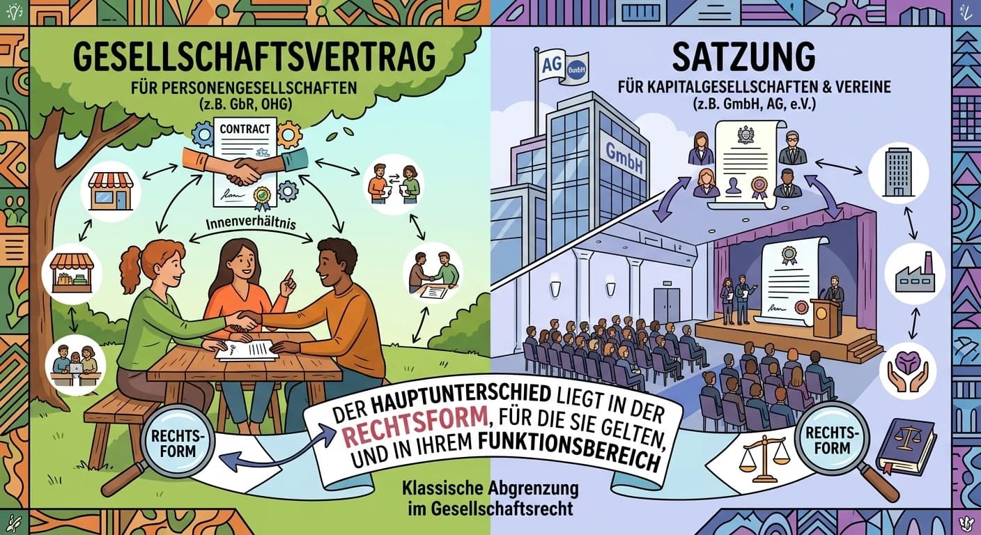 Rechtsanwaltsfachangestellte: Gesellschaftsvertrag vs. Satzung – einfach erklärt
