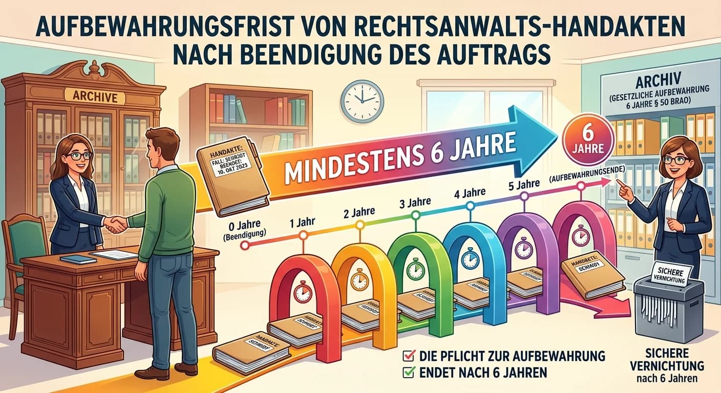 Rechtsanwaltsfachangestellte: Handakten Aufbewahrungsfrist nach Auftragsende – einfach erklärt