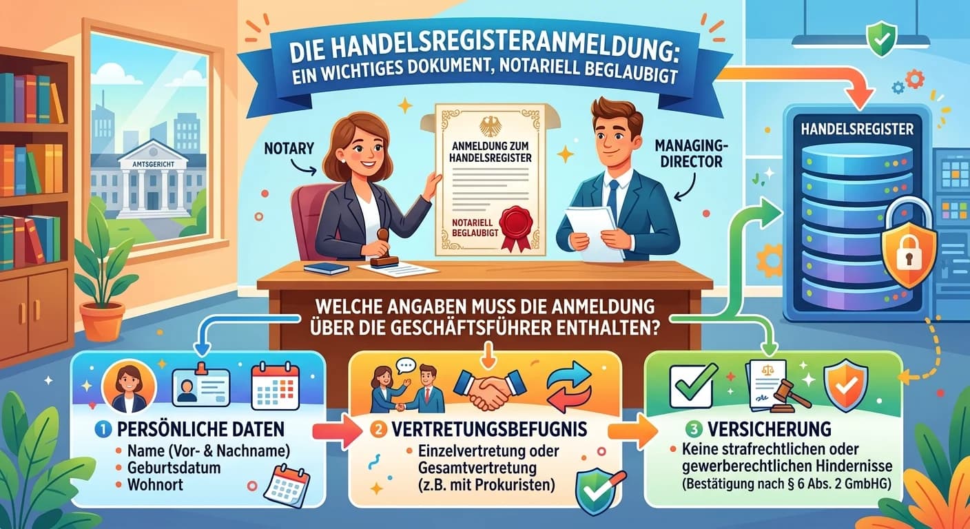 Rechtsanwaltsfachangestellte: Handelsregisteranmeldung Geschäftsführer-Angaben – einfach erklärt