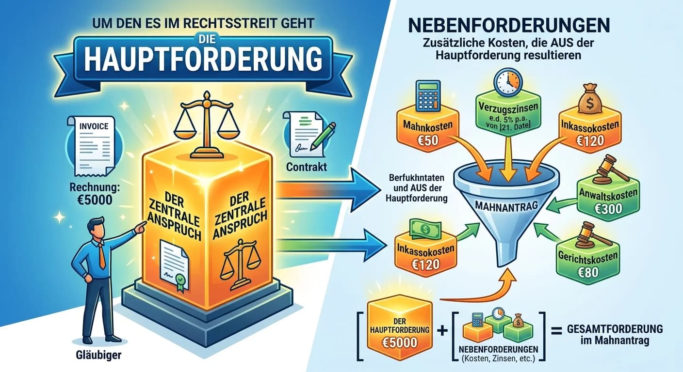 Rechtsanwaltsfachangestellte: Hauptforderung und Nebenforderungen im Mahnantrag – einfach erklärt