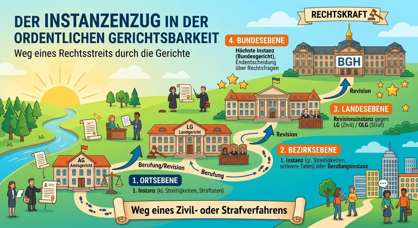 Rechtsanwaltsfachangestellte: Instanzenzug ordentliche Gerichtsbarkeit Aufbau – einfach erklärt