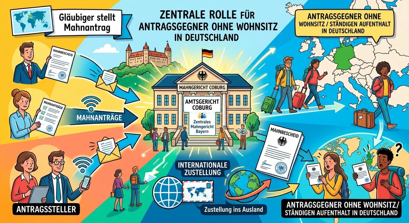 Rechtsanwaltsfachangestellte: Mahngericht Coburg für Antragsgegner ohne Wohnsitz – einfach erklärt