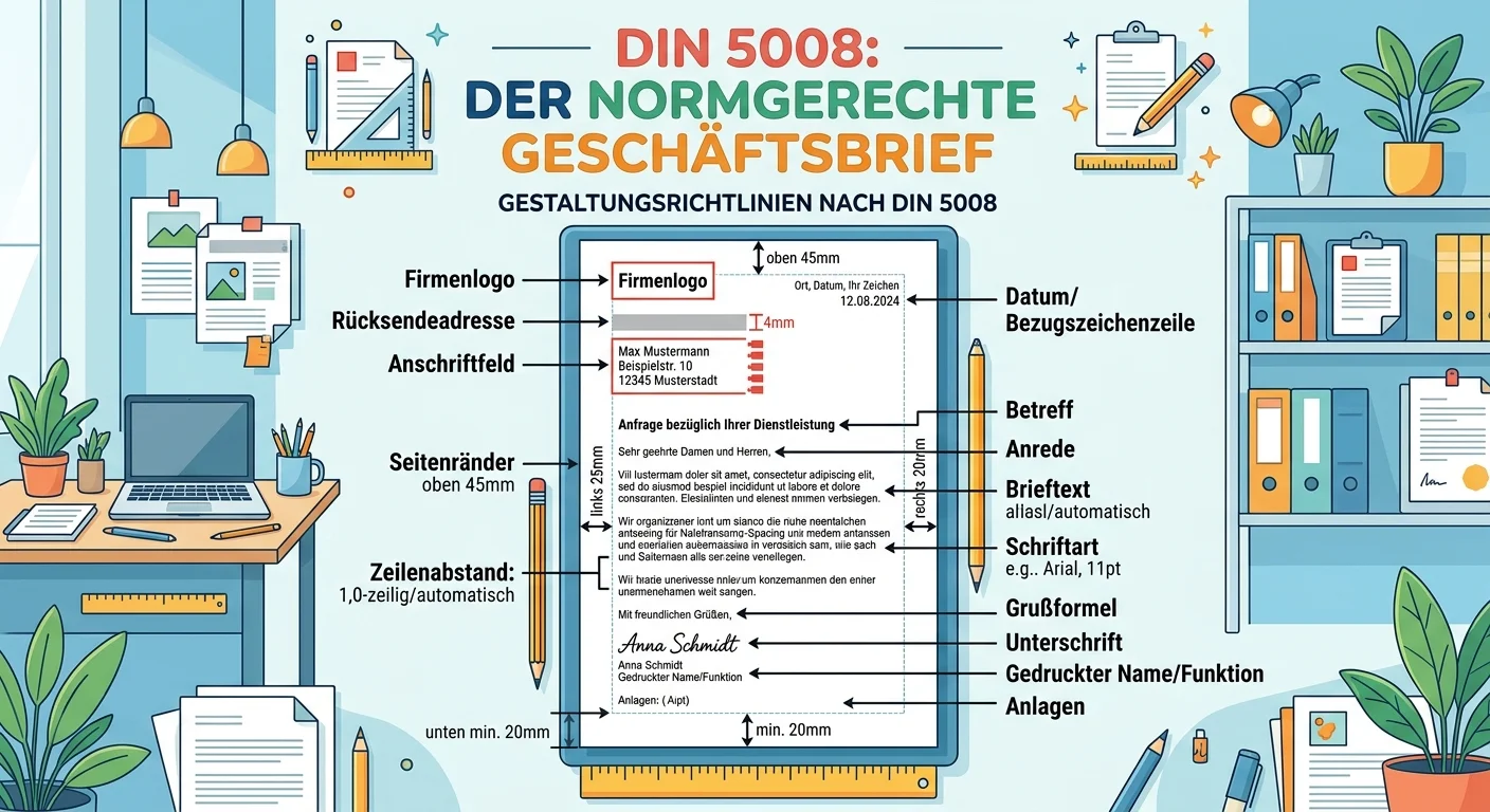 Rechtsanwaltsfachangestellte: Normgerechte Gestaltung Geschäftsbrief DIN 5008 – einfach erklärt