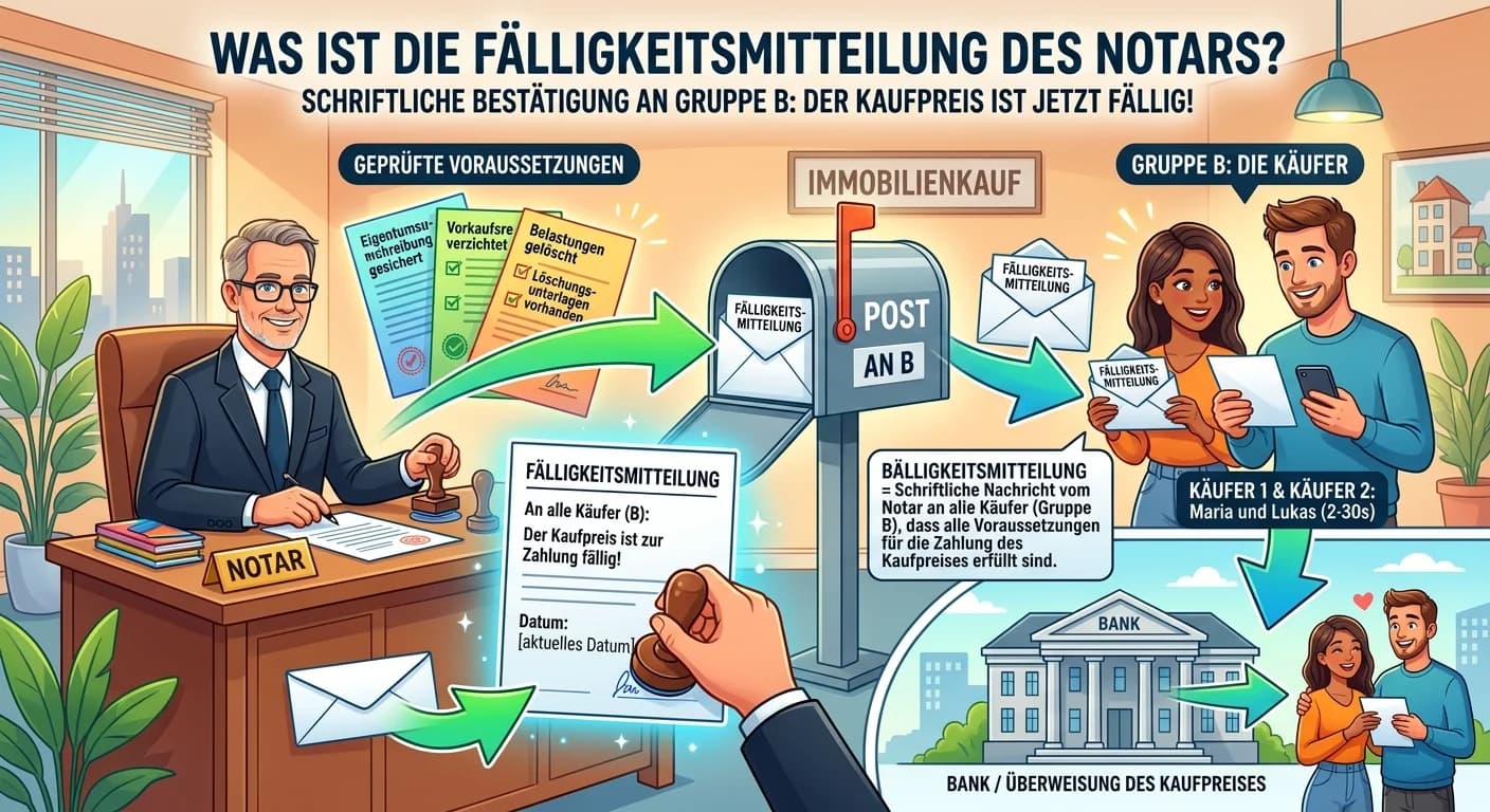 Rechtsanwaltsfachangestellte: Notar Fälligkeitsmitteilung: Voraussetzungen Zahlung – einfach erklärt