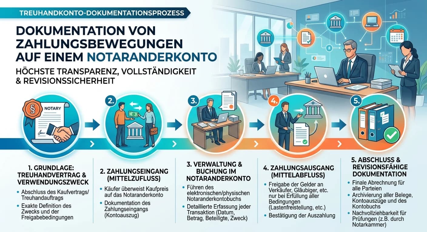Rechtsanwaltsfachangestellte: Notaranderkonto Zahlungsbewegungen dokumentieren – einfach erklärt