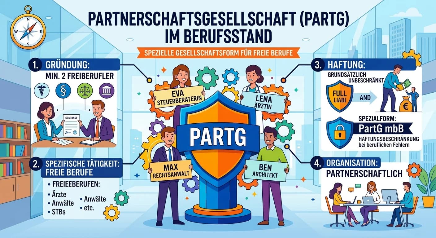 Rechtsanwaltsfachangestellte: Partnerschaftsgesellschaft (PartG) für Freiberufler – einfach erklärt