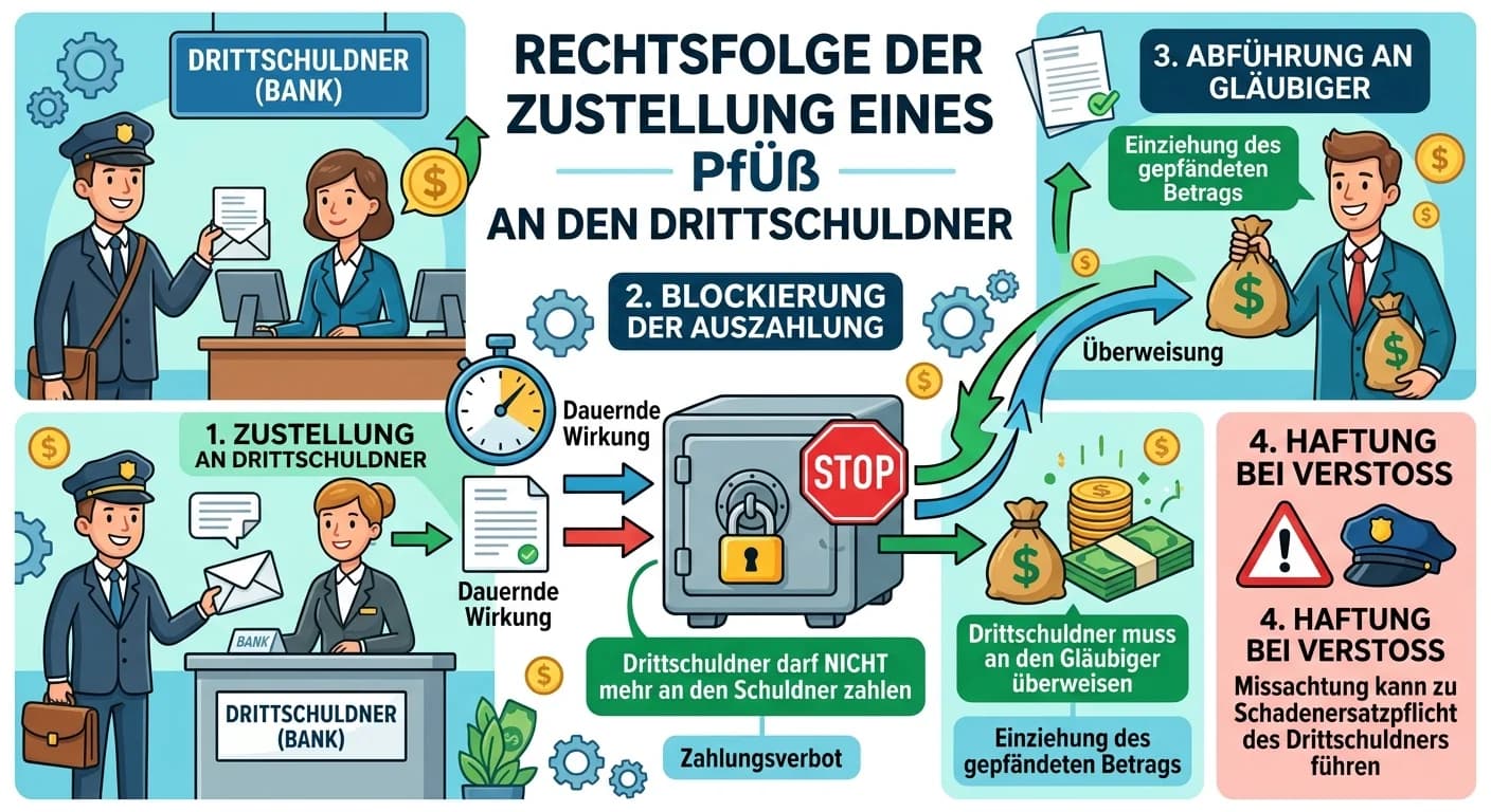Rechtsanwaltsfachangestellte: PfÜB Zustellung Drittschuldner Rechtsfolgen – einfach erklärt