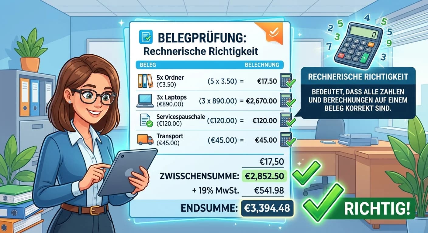 Rechtsanwaltsfachangestellte: Rechnerische Richtigkeit bei der Belegprüfung – einfach erklärt