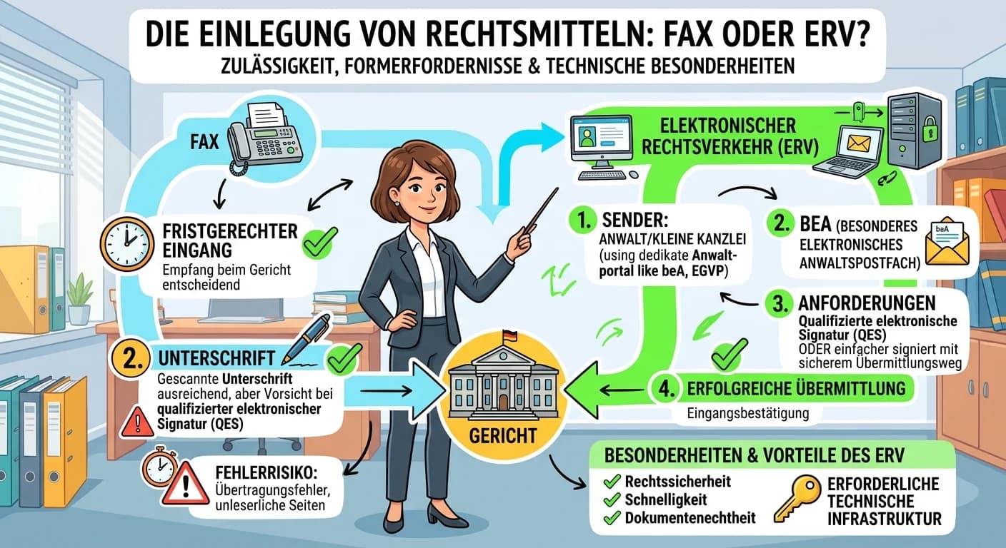 Rechtsanwaltsfachangestellte: Rechtsmittel per Fax/ERV einlegen – Besonderheiten – einfach erklärt
