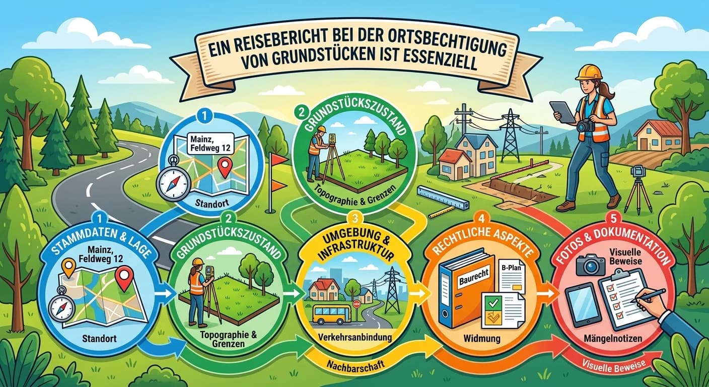 Rechtsanwaltsfachangestellte: Reisebericht Ortsbesichtigung Grundstücke Inhalt – einfach erklärt
