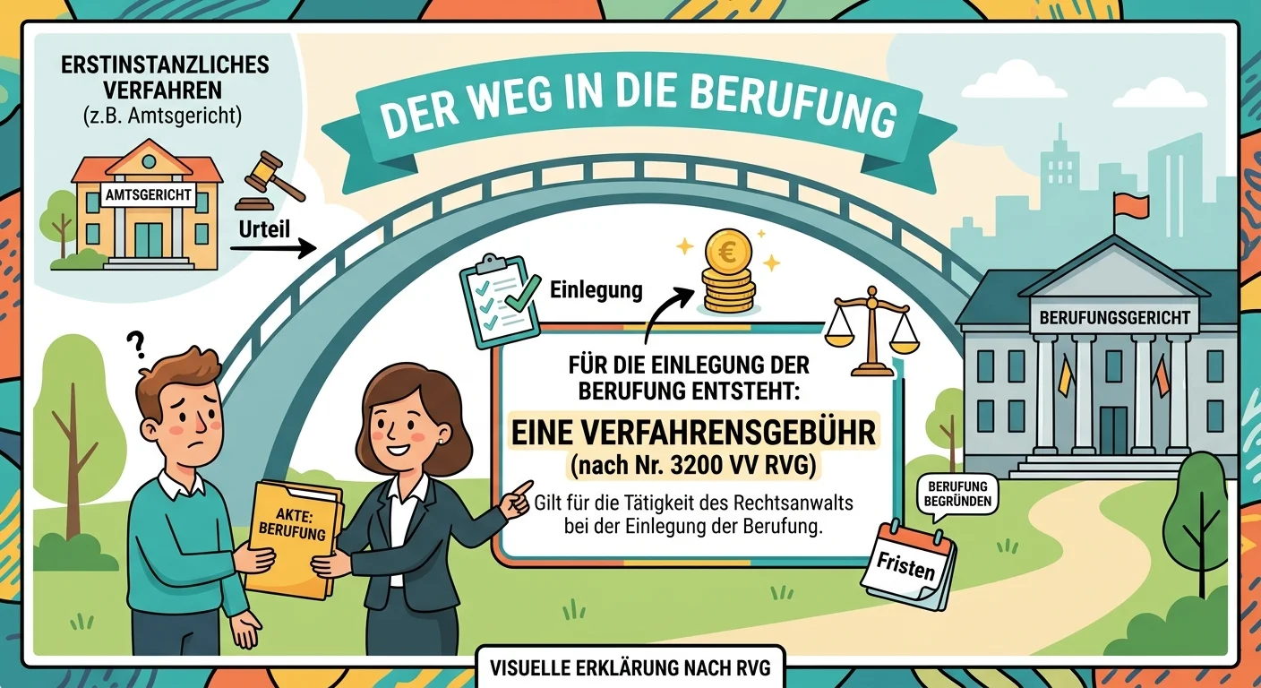 Rechtsanwaltsfachangestellte: RVG-Gebühr für Berufungseinlegung nach VV 3200 – einfach erklärt