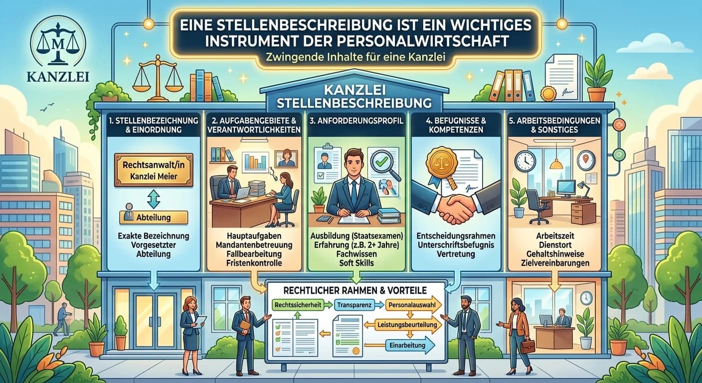 Rechtsanwaltsfachangestellte: Stellenbeschreibung Kanzlei – zwingende Inhalte einfach erklärt
