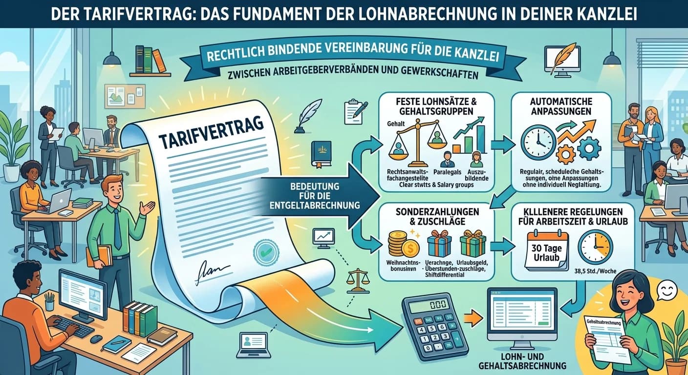Rechtsanwaltsfachangestellte: Tarifvertrag und Entgeltabrechnung in der Kanzlei – einfach erklärt