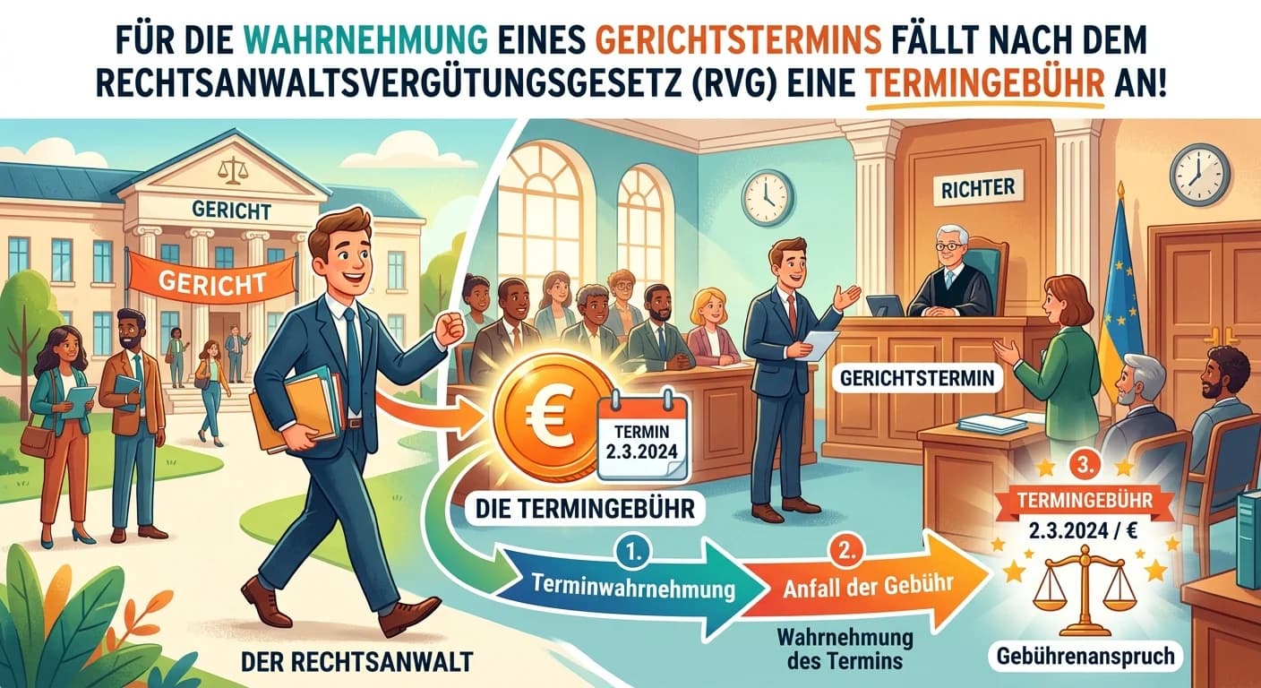 Rechtsanwaltsfachangestellte: Terminsgebühr nach RVG für Gerichtstermin – einfach erklärt