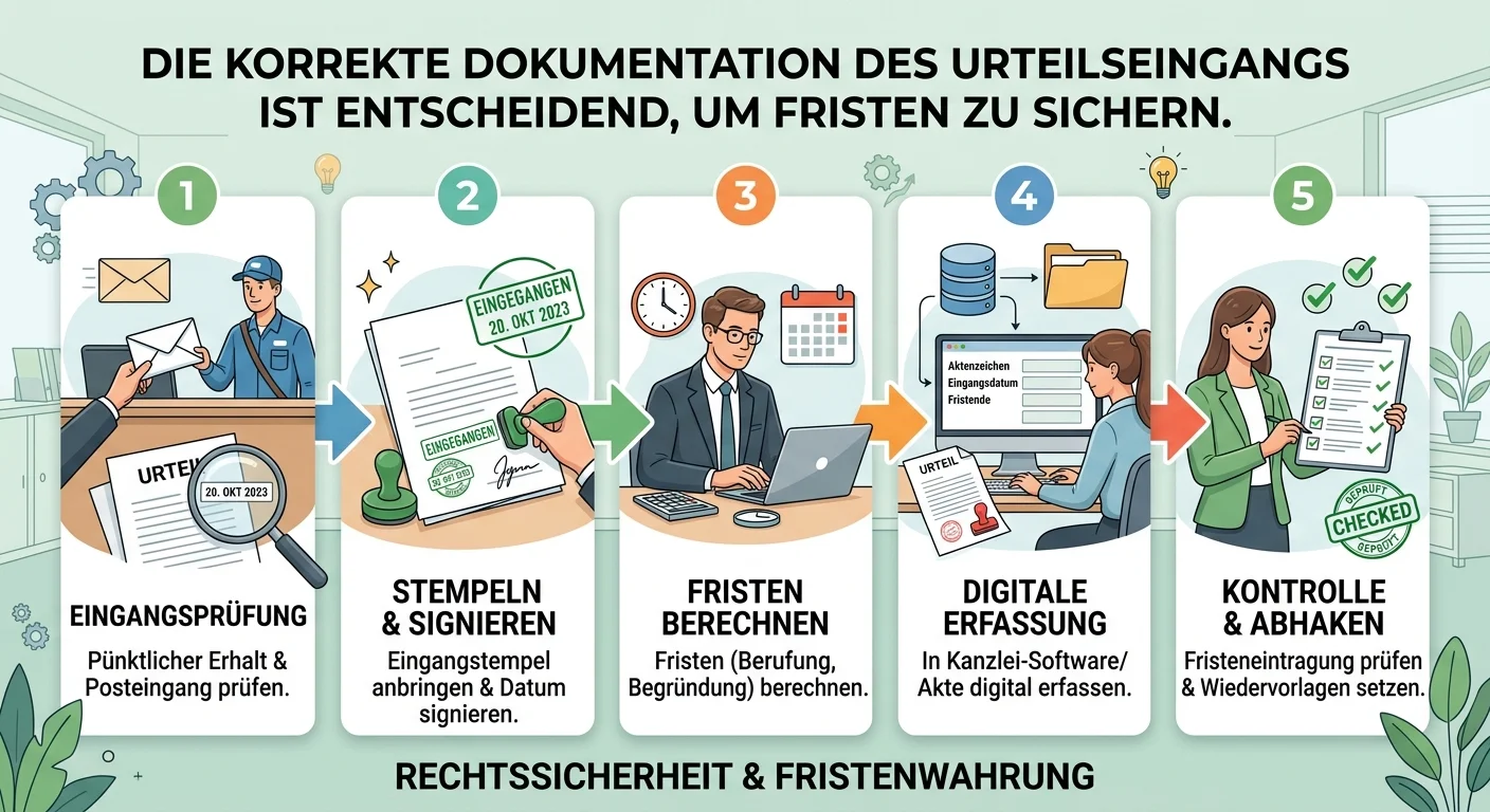 Rechtsanwaltsfachangestellte: Urteilseingang dokumentieren für Fristenberechnung – einfach erklärt