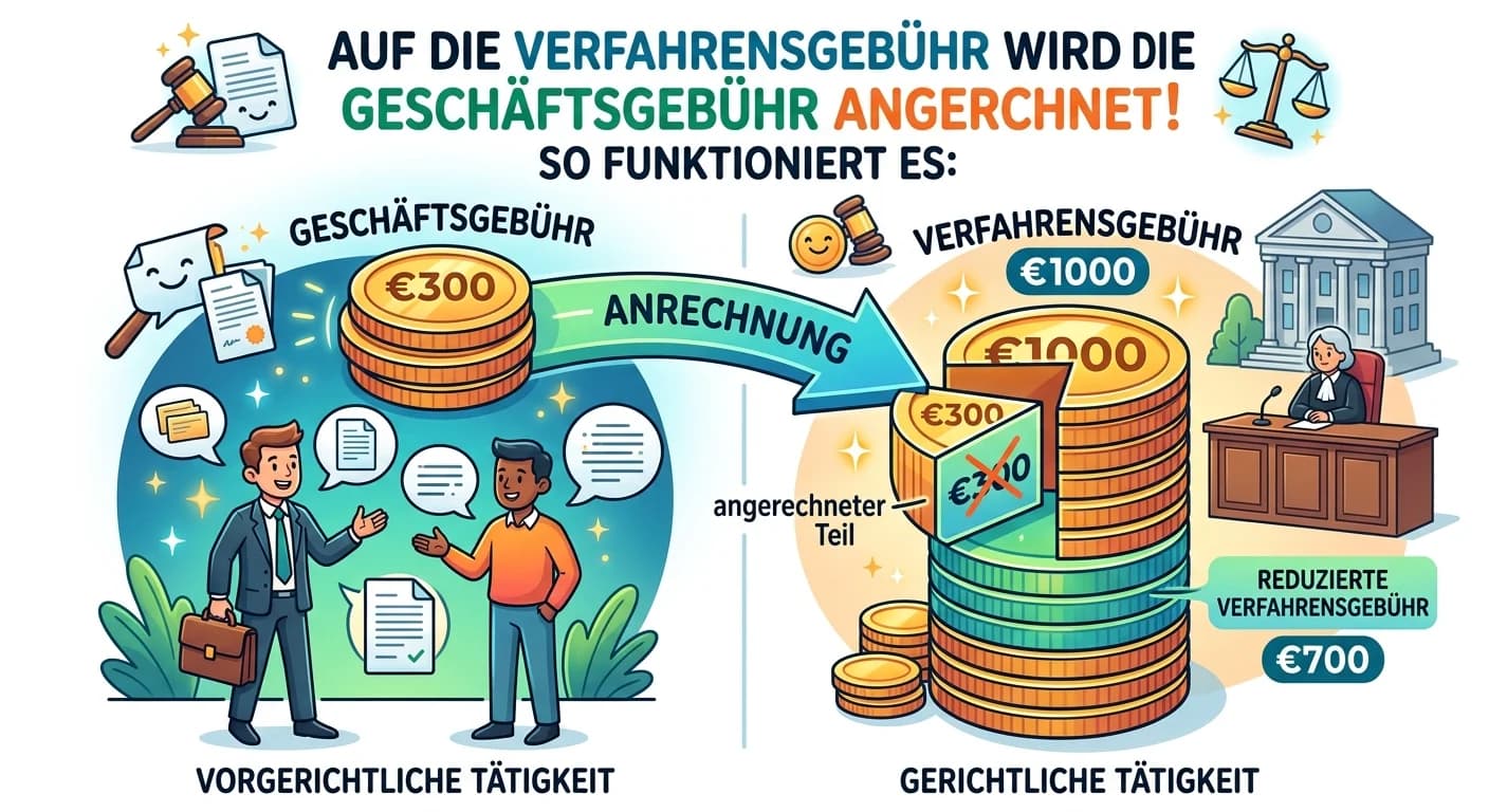 Rechtsanwaltsfachangestellte: Verfahrensgebühr Anrechnung Geschäftsgebühr – einfach erklärt