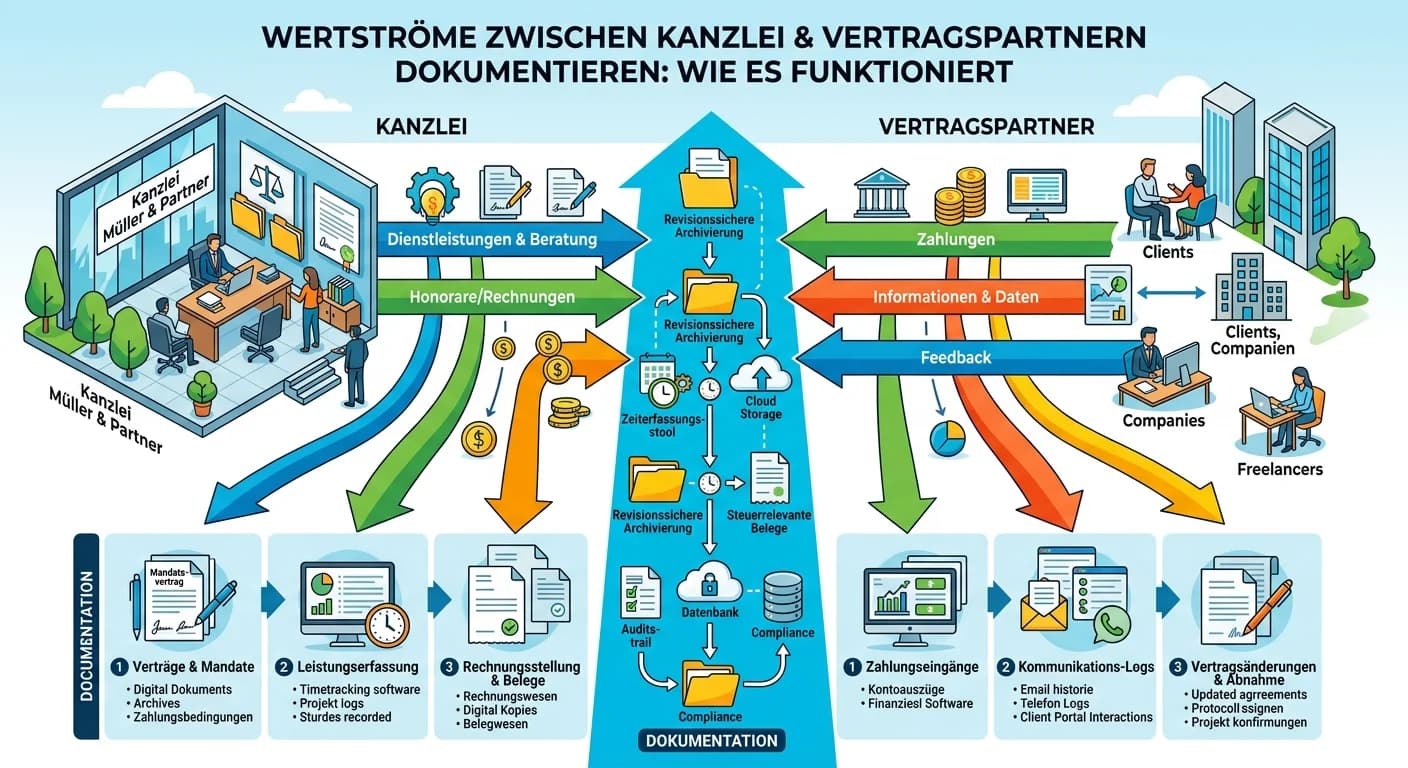 Rechtsanwaltsfachangestellte: Werteströme Kanzlei Vertragspartner dokumentieren – einfach erklärt