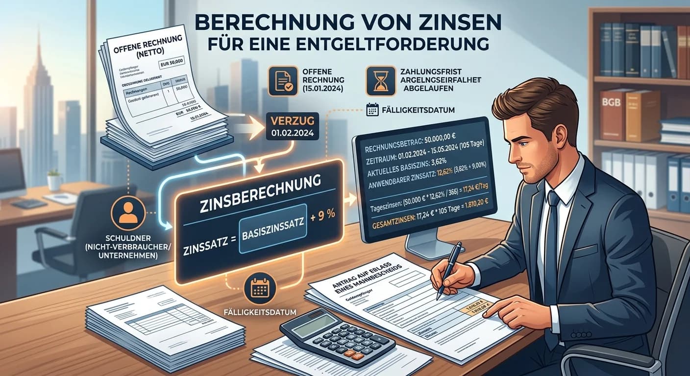Rechtsanwaltsfachangestellte: Wie berechnet man die Zinsen für eine Entgeltforderu – einfach erklärt