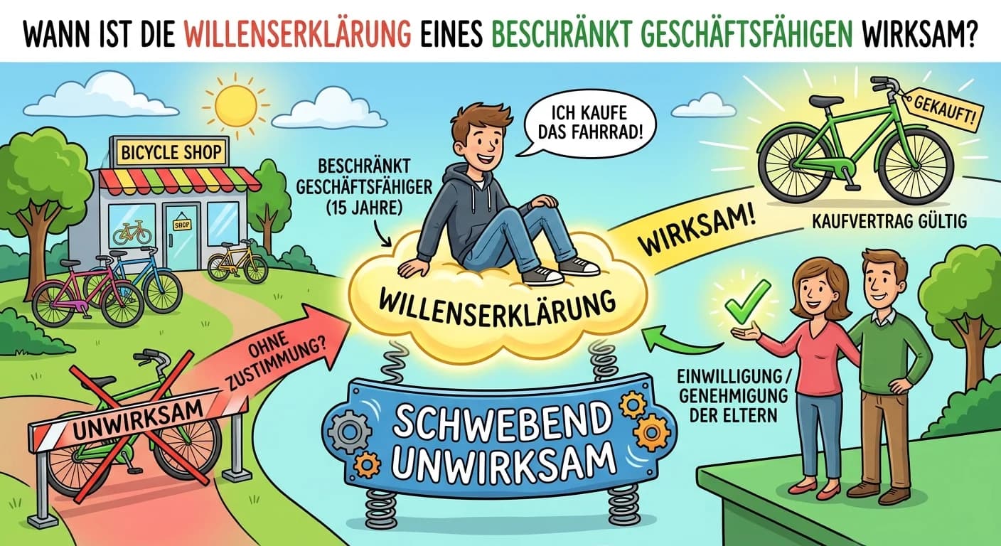 Rechtsanwaltsfachangestellte: Willenserklärung beschränkt Geschäftsfähiger wirksam – einfach erklärt