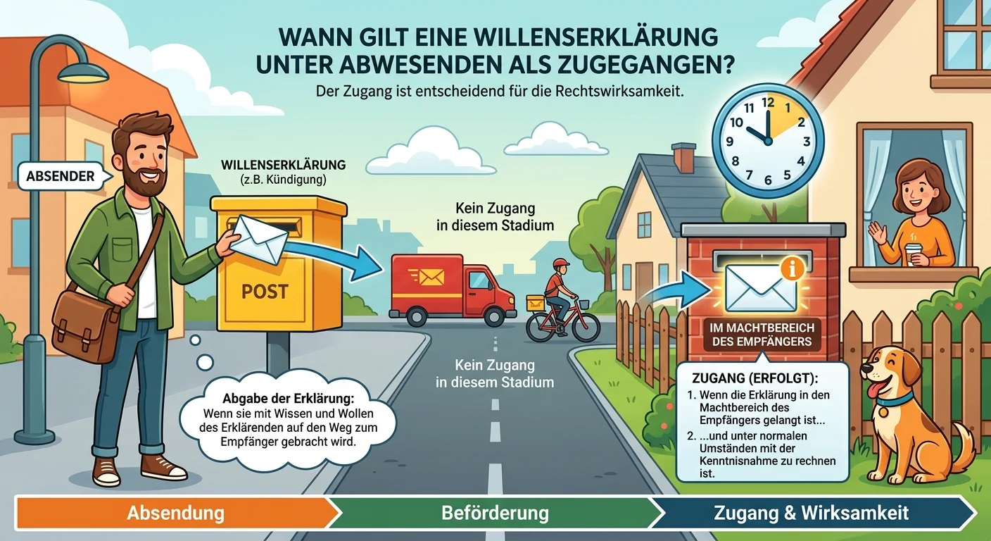 Rechtsanwaltsfachangestellte: Willenserklärung unter Abwesenden zugegangen – einfach erklärt