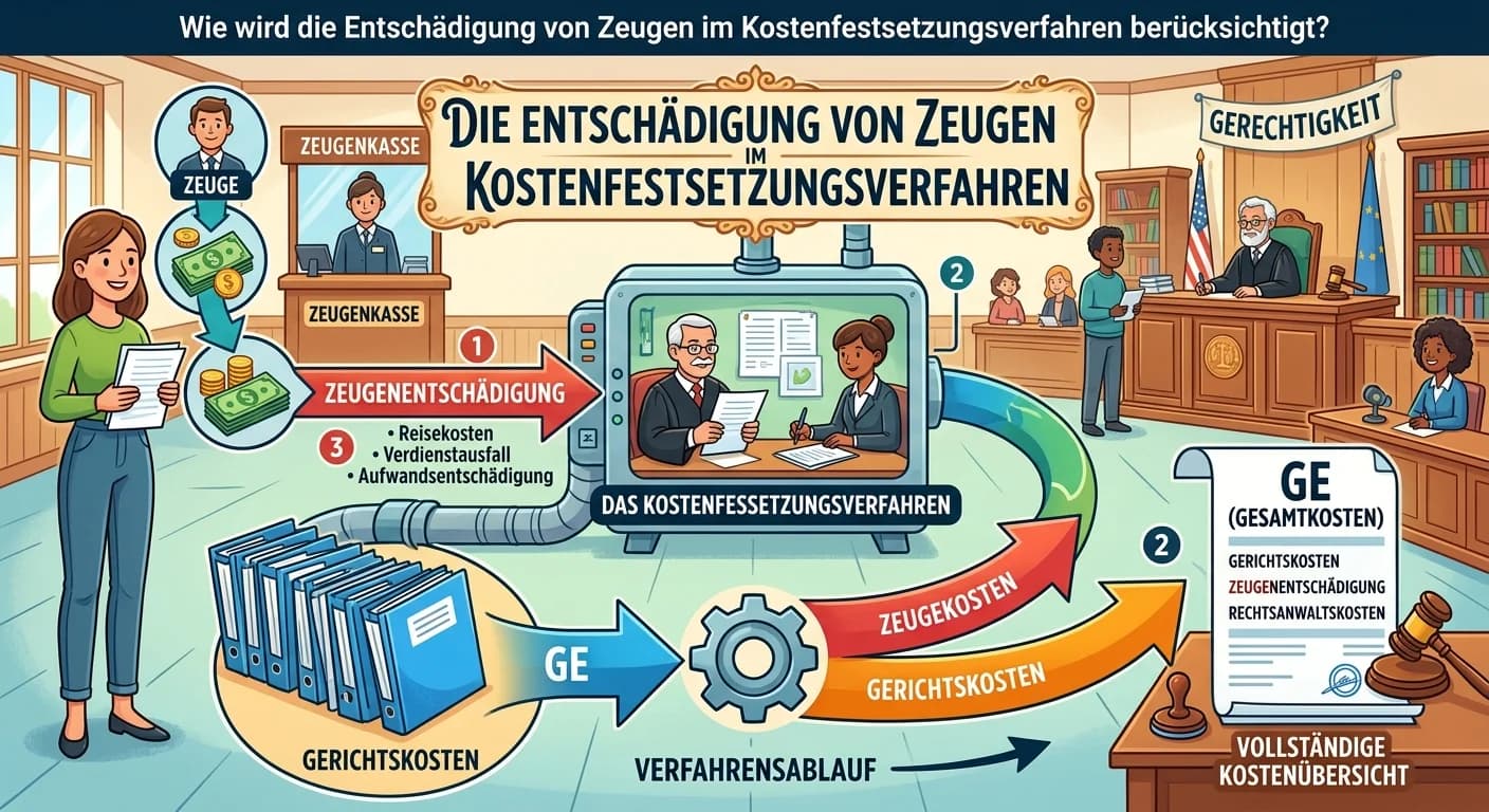 Rechtsanwaltsfachangestellte: Zeugenentschädigung im Kostenfestsetzungsverfahren – einfach erklärt