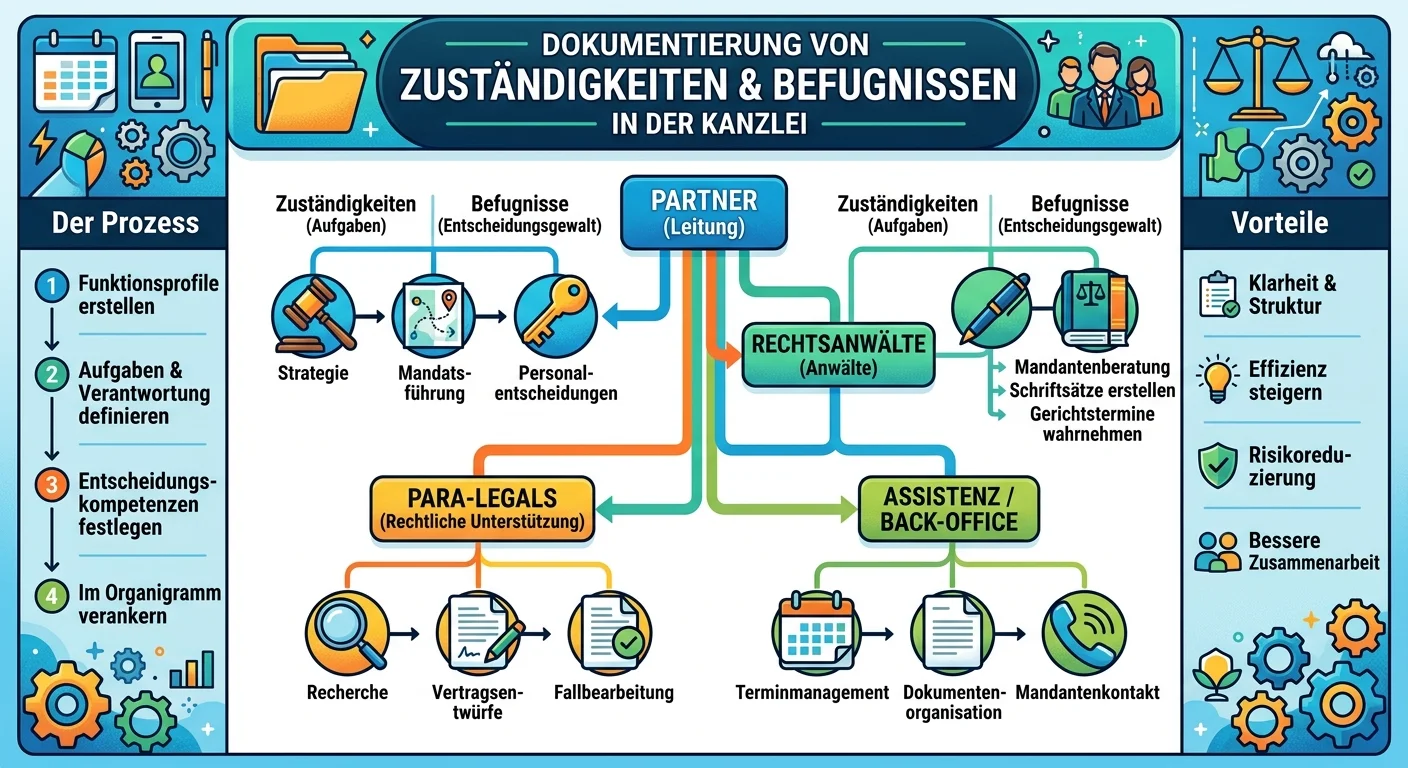 Rechtsanwaltsfachangestellte: Zuständigkeiten & Befugnisse im Kanzlei-Organigramm – einfach erklärt
