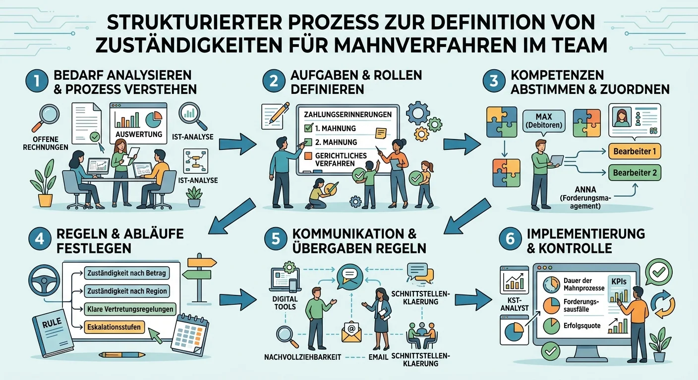 Rechtsanwaltsfachangestellte: Zuständigkeiten für Mahnverfahren im Team definieren – einfach erklärt