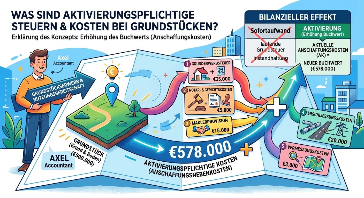 Steuerfachangestellte: Aktivierungspflichtige Steuern bei Grundstückserwerb – einfach erklärt
