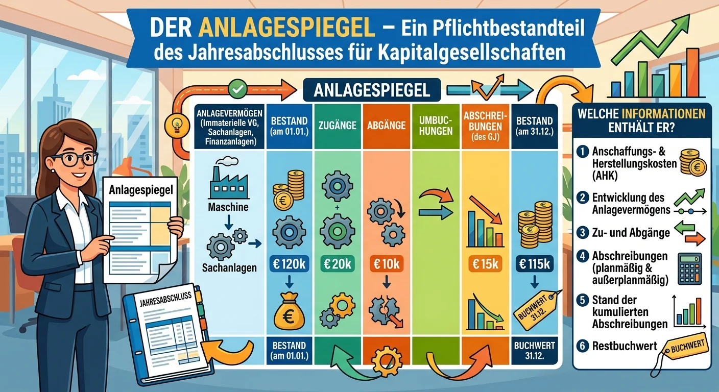 Steuerfachangestellte: Anlagespiegel: Definition, Informationen & Bestandteile – einfach erklärt