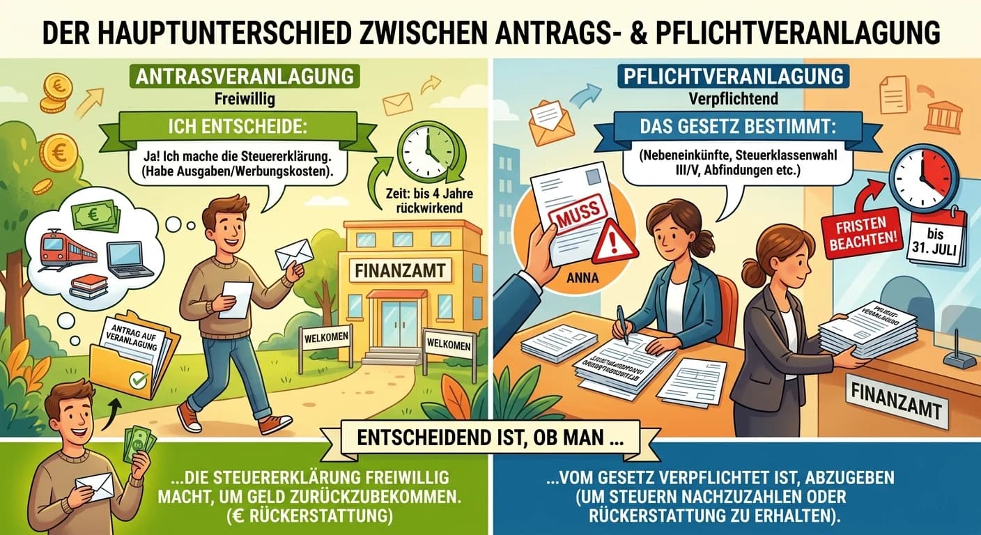 Steuerfachangestellte: Antragsveranlagung vs. Pflichtveranlagung – einfach erklärt