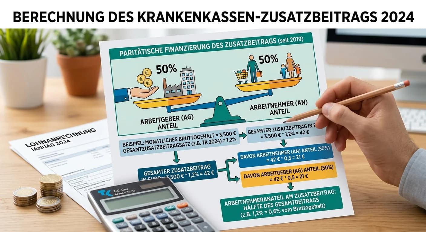 Steuerfachangestellte: Arbeitnehmeranteil Zusatzbeitrag Krankenkasse berechnen – einfach erklärt