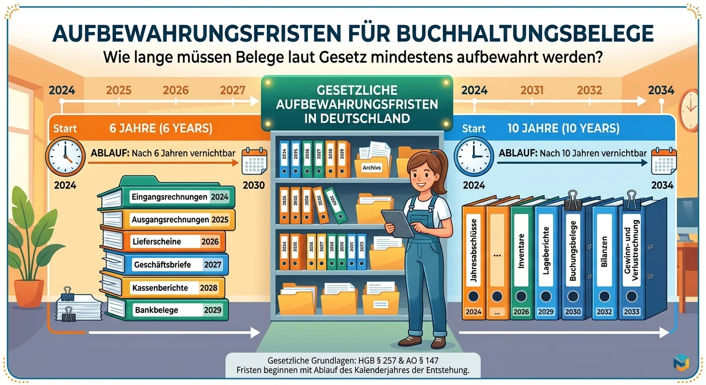 Steuerfachangestellte: Aufbewahrungsfristen für Buchhaltungsbelege nach AO & HGB – einfach erklärt
