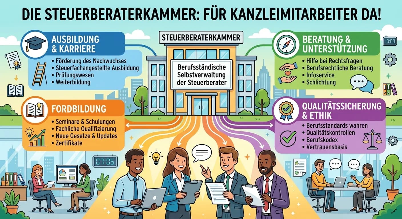 Steuerfachangestellte: Aufgaben der Steuerberaterkammer für Kanzleimitarbeiter – einfach erklärt