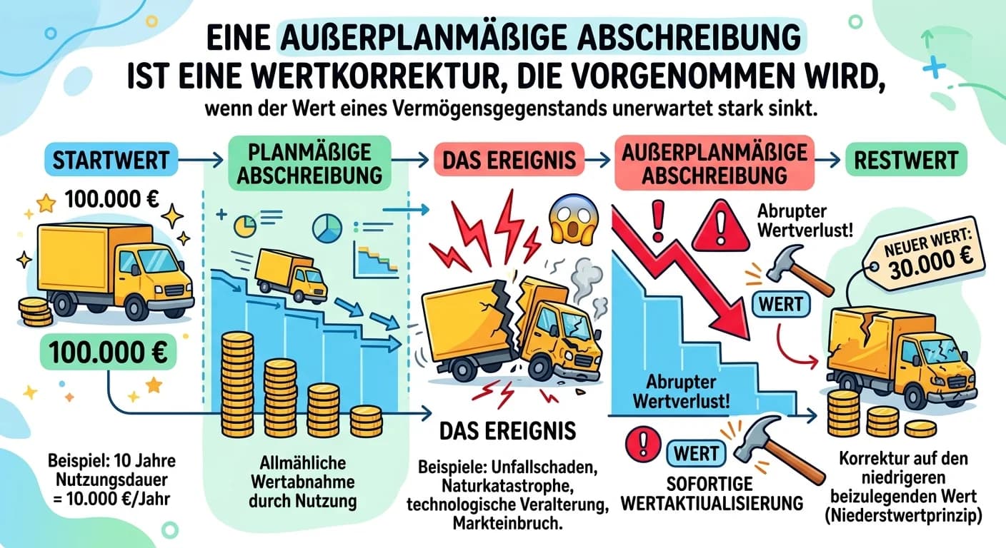 Steuerfachangestellte: Außerplanmäßige Abschreibung – Definition und Vornahme – einfach erklärt