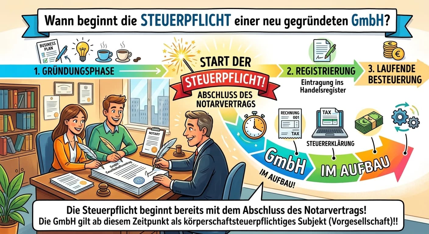 Steuerfachangestellte: Beginn der Steuerpflicht einer GmbH in Gründung – einfach erklärt