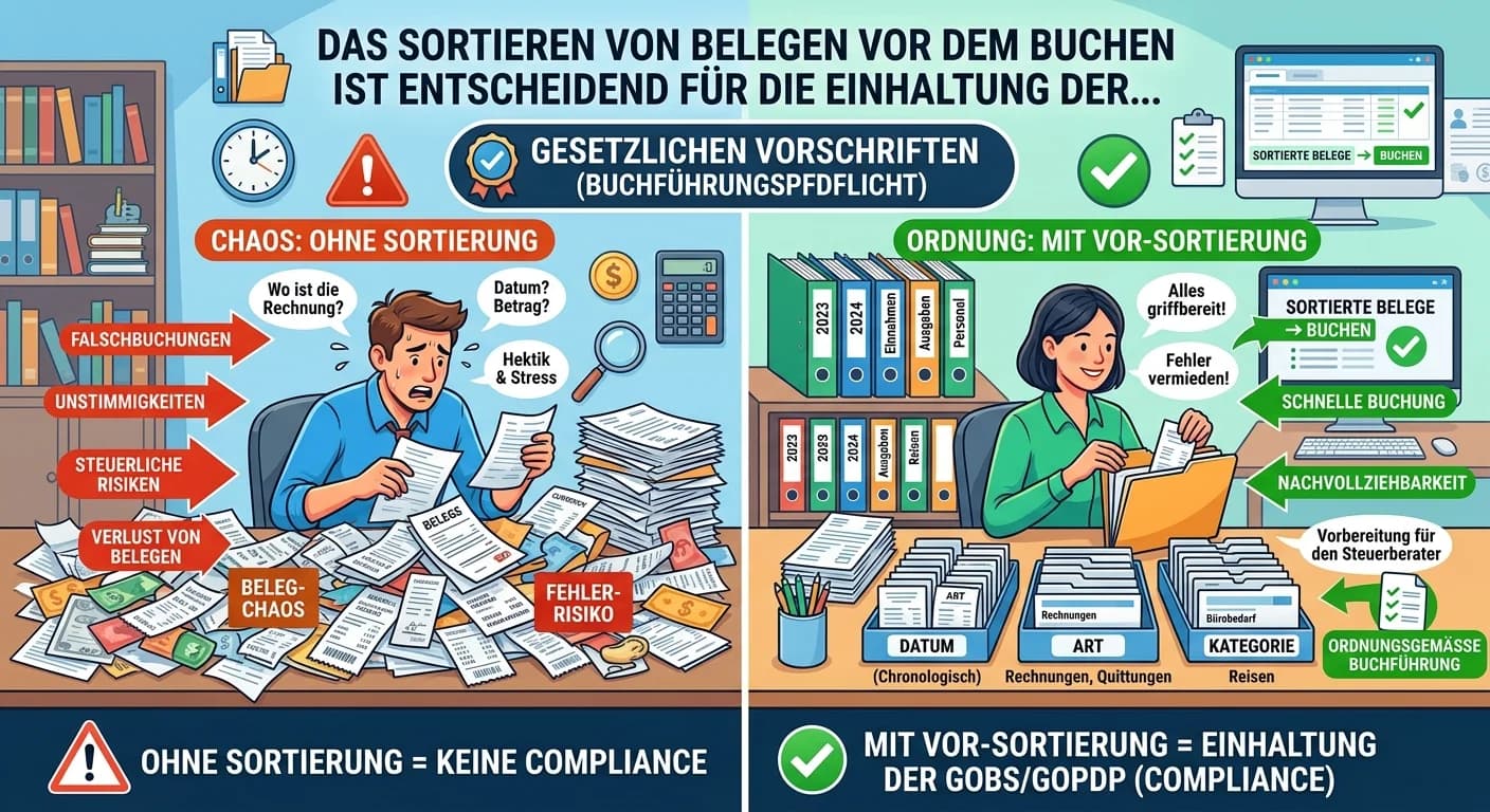 Steuerfachangestellte: Belege sortieren vor dem Buchen für GoB – einfach erklärt