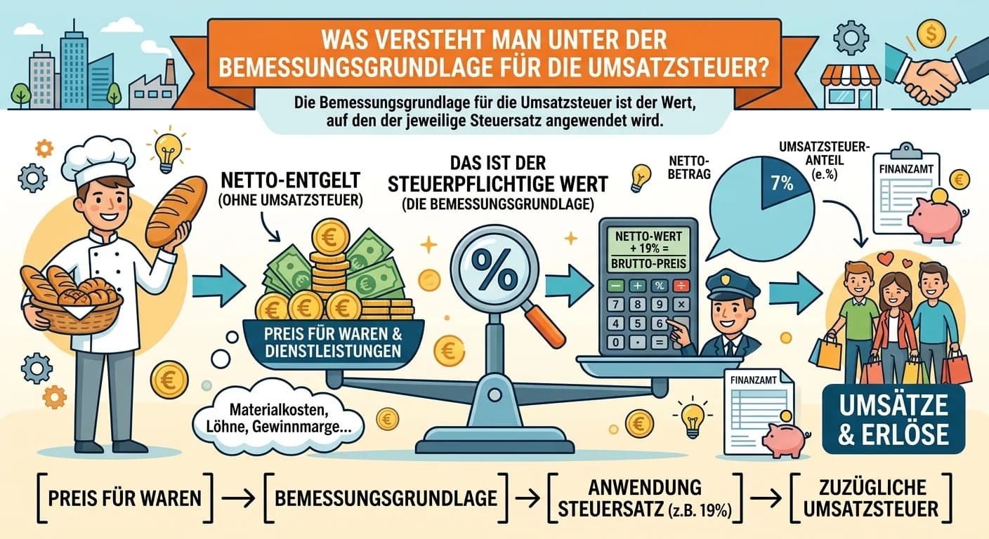 Steuerfachangestellte: Bemessungsgrundlage Umsatzsteuer: Definition und Berechnung – einfach erklärt