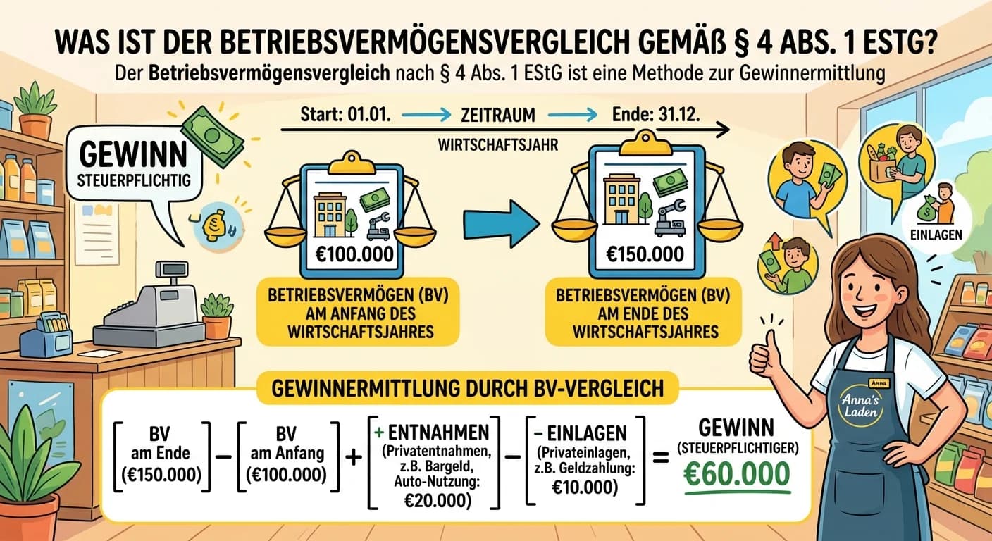 Steuerfachangestellte: Betriebsvermögensvergleich § 4 Abs. 1 EStG Gewinnermittlung – einfach erklärt